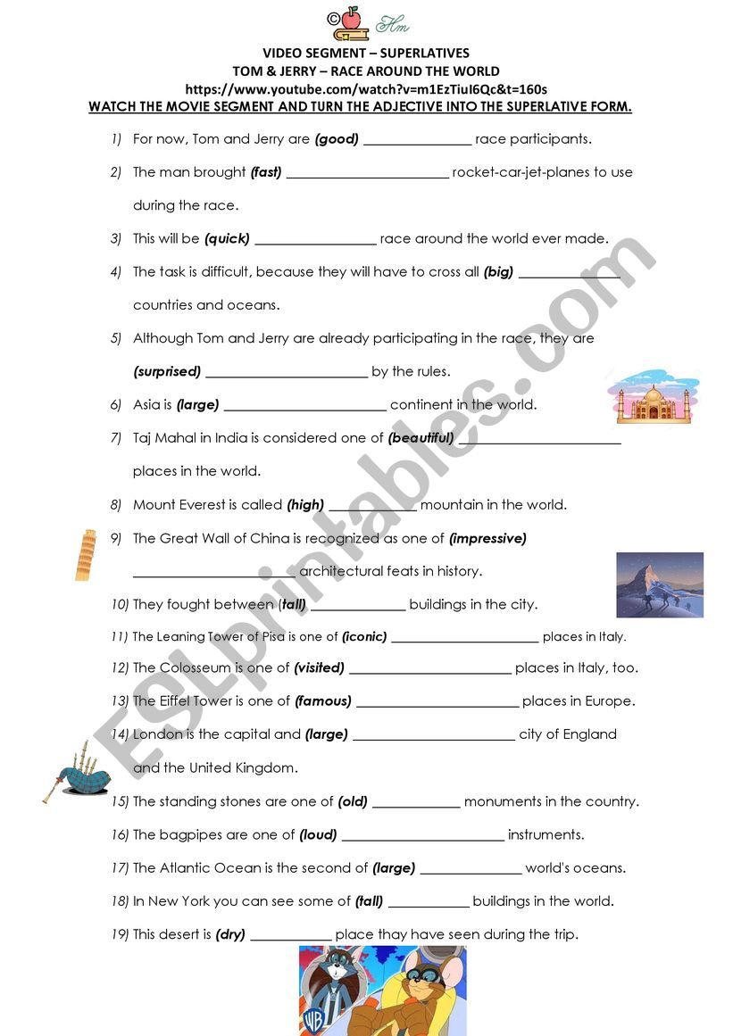 TOM & JERRY - SUPERLATIVES worksheet