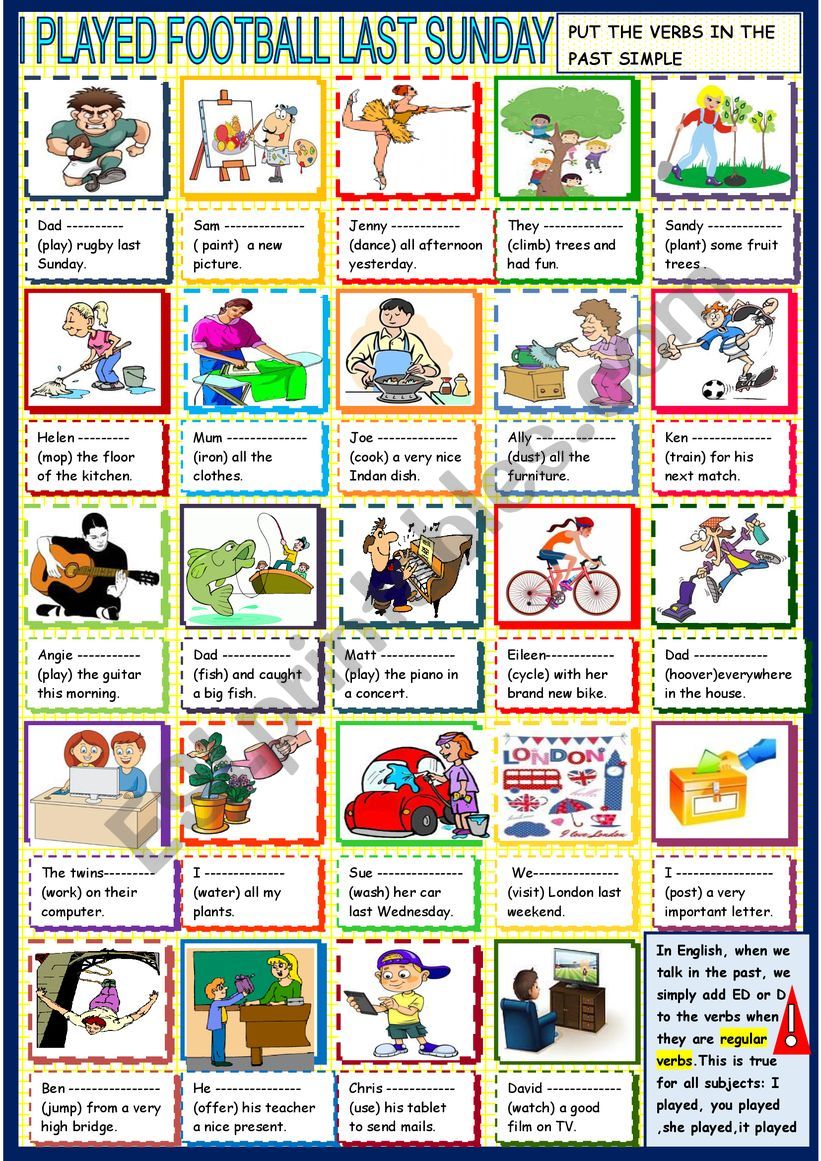 past simple regular verbs for young learners