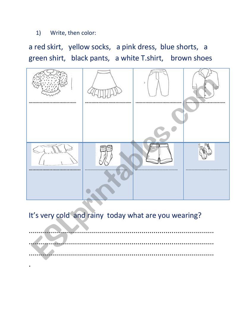 clothes  worksheet