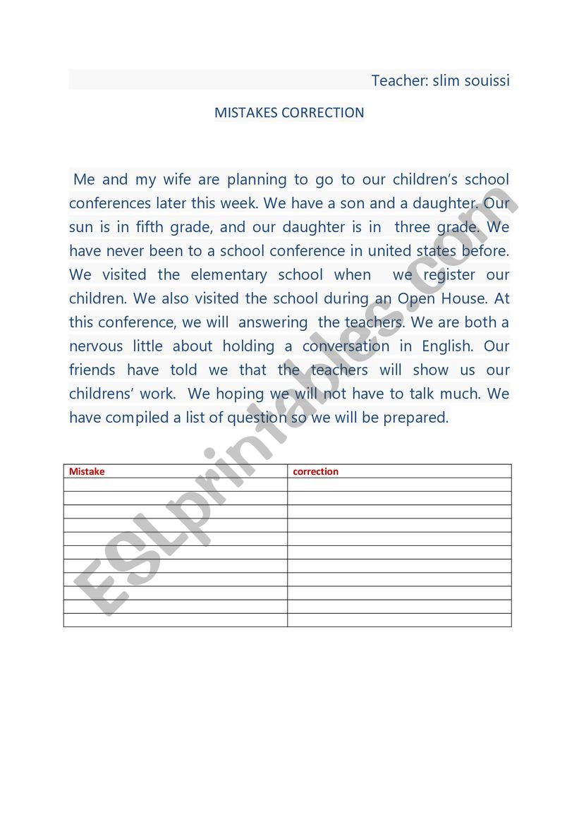 mistakes correction in writing