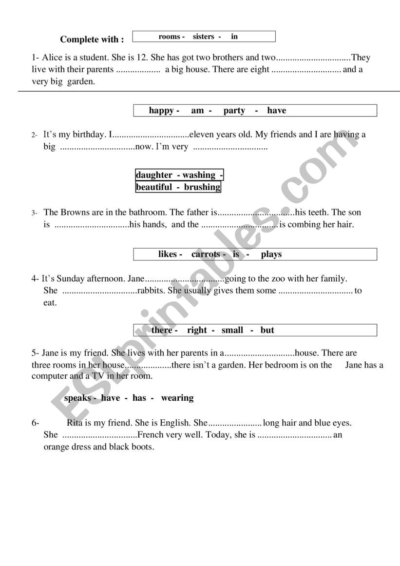 test worksheet