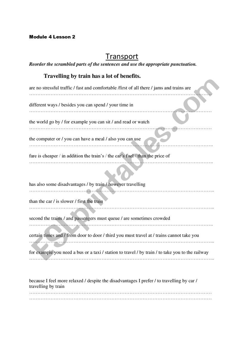 Transport worksheet