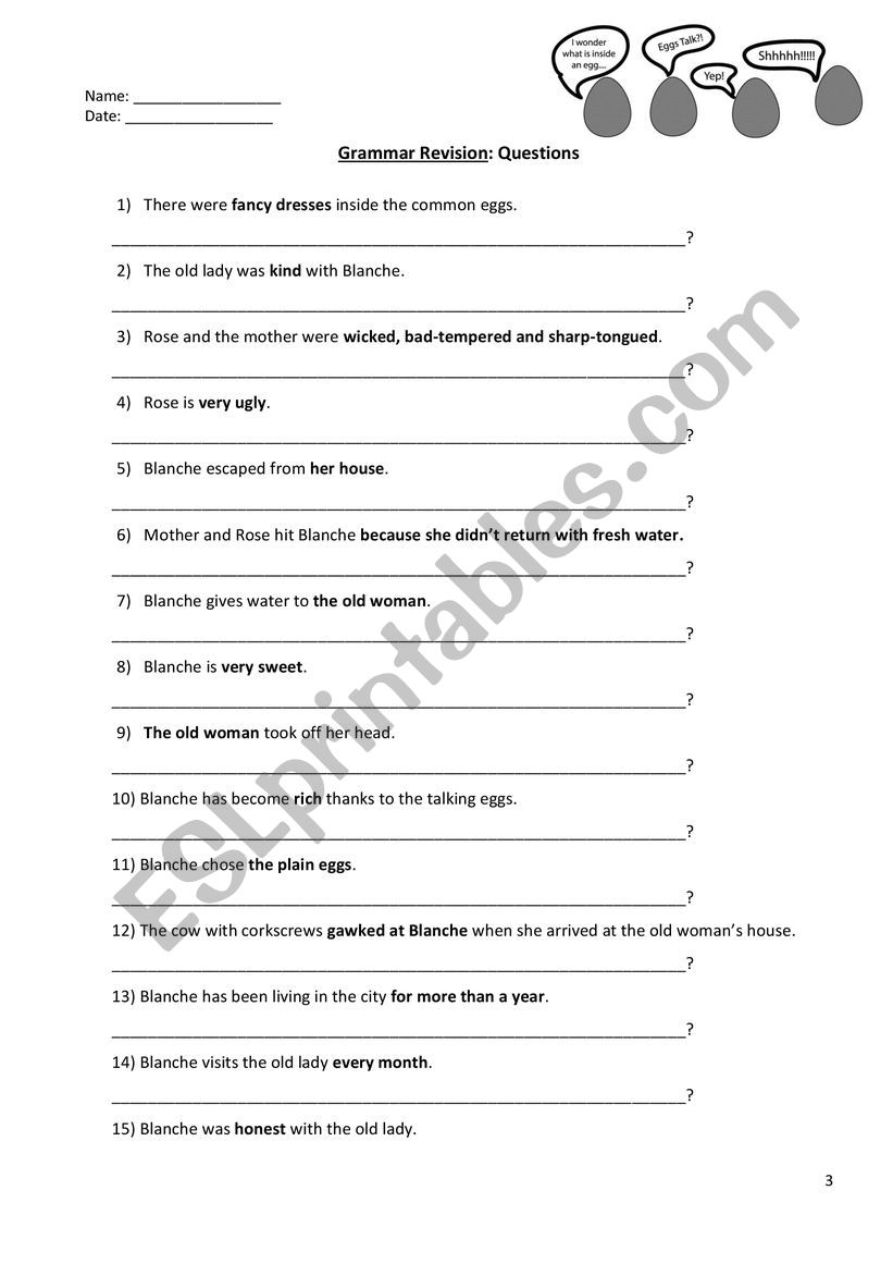 Grammar revision worksheet