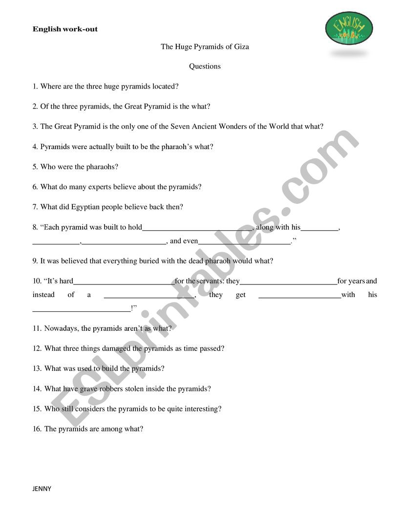 Pyramid worksheet