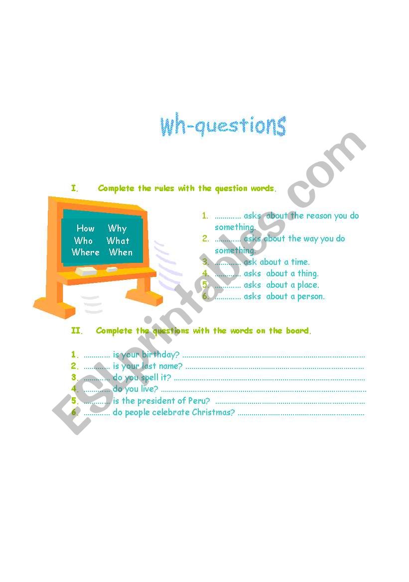 Wh-questions worksheet