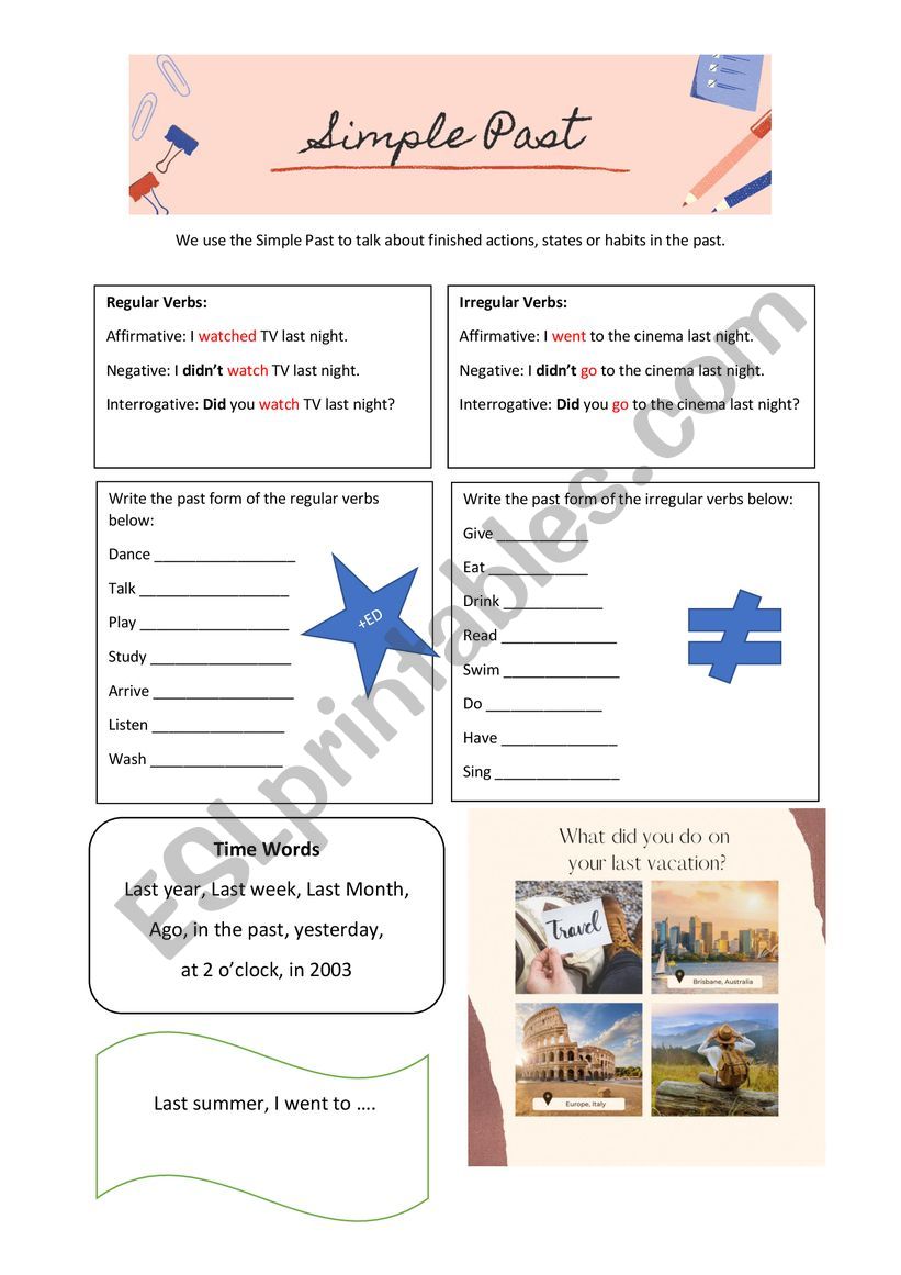 Simple Past worksheet worksheet