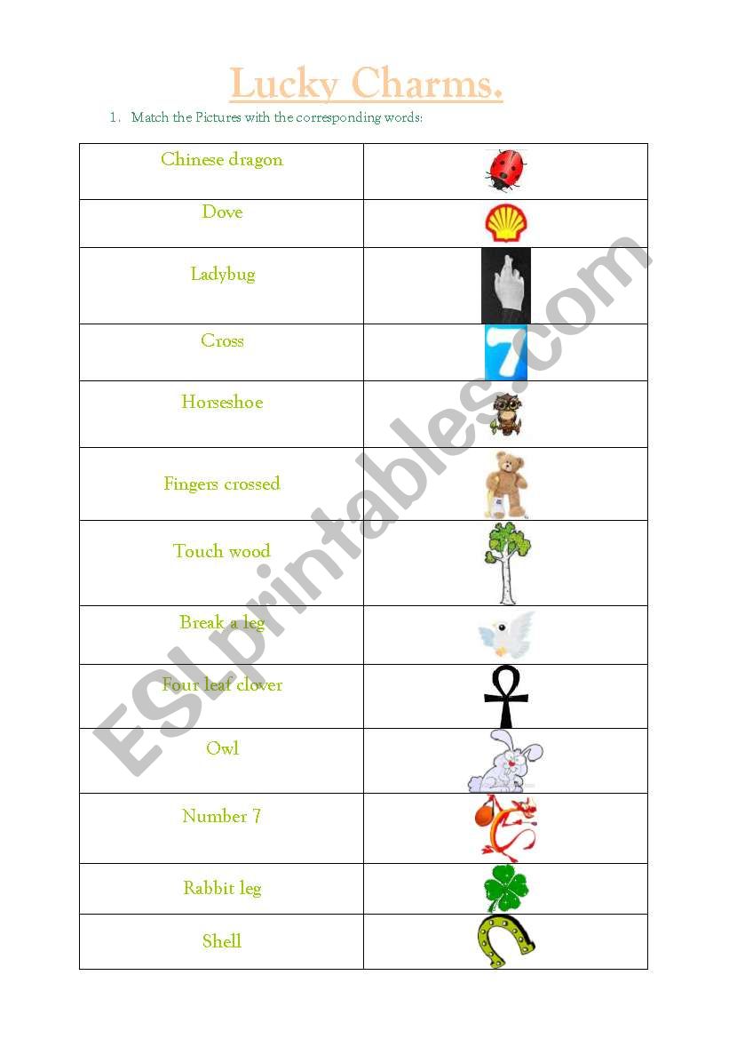 Lucky charms worksheet