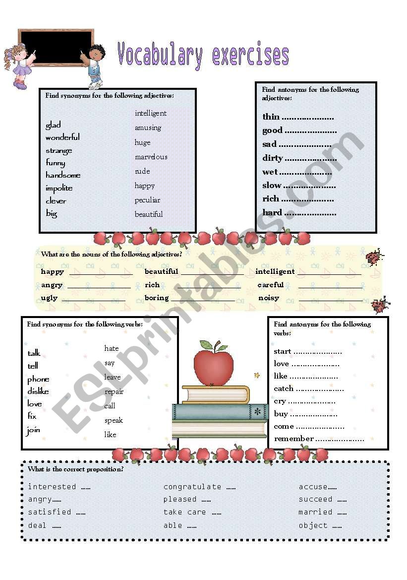 VOCABULARY EXERCISES worksheet