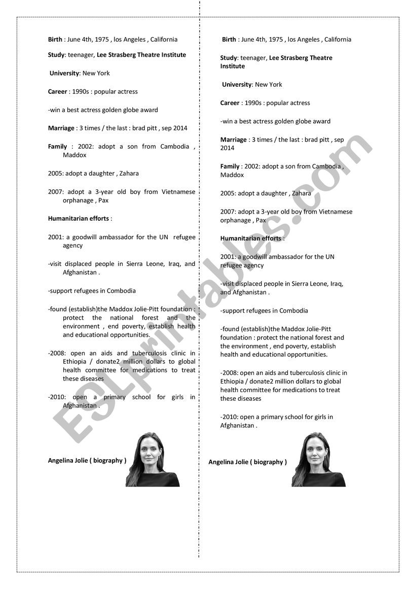 biography worksheet