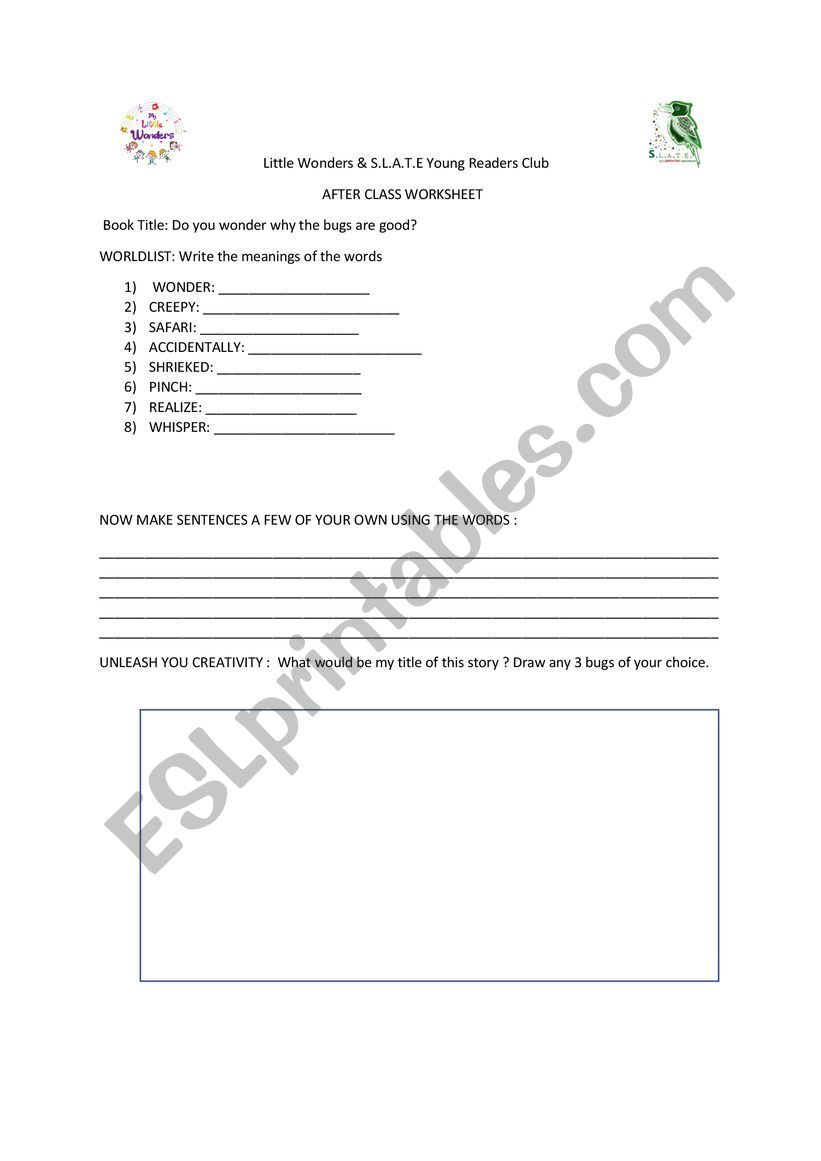 bugs worksheet