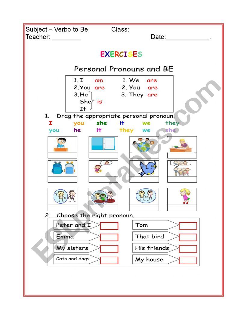 Verb to Be exercises worksheet