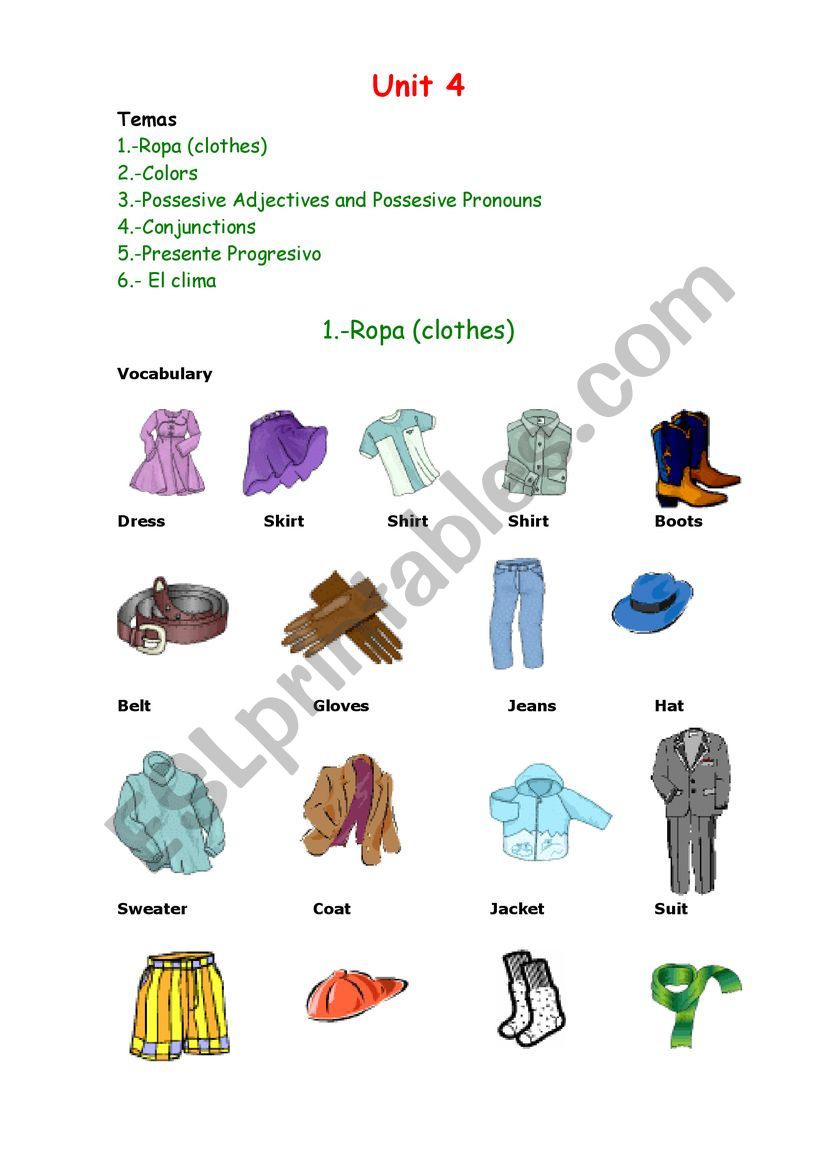 Clothes lesson worksheet