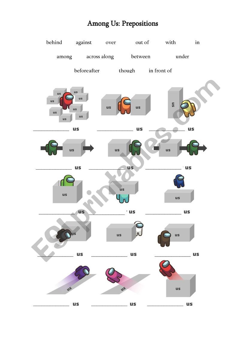 Among Us Prepositions worksheet