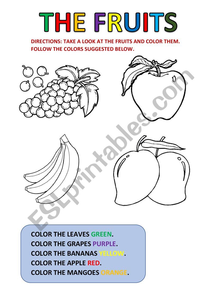Fruits and colors worksheet