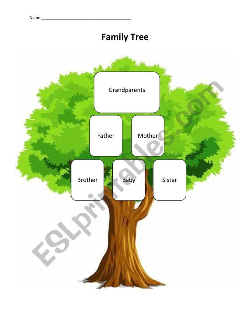 Family Tree (Cut and Paste) ESL worksheet by Ezadeng