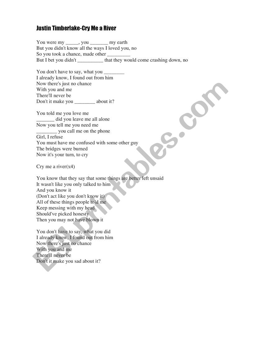 Justin Timberlake cry me a river