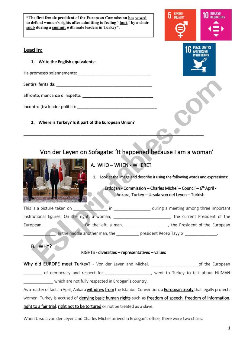 Europe vs Turkey - Ursula von der LeyenÃ¯Â¿Â½s speech - Gender Equality