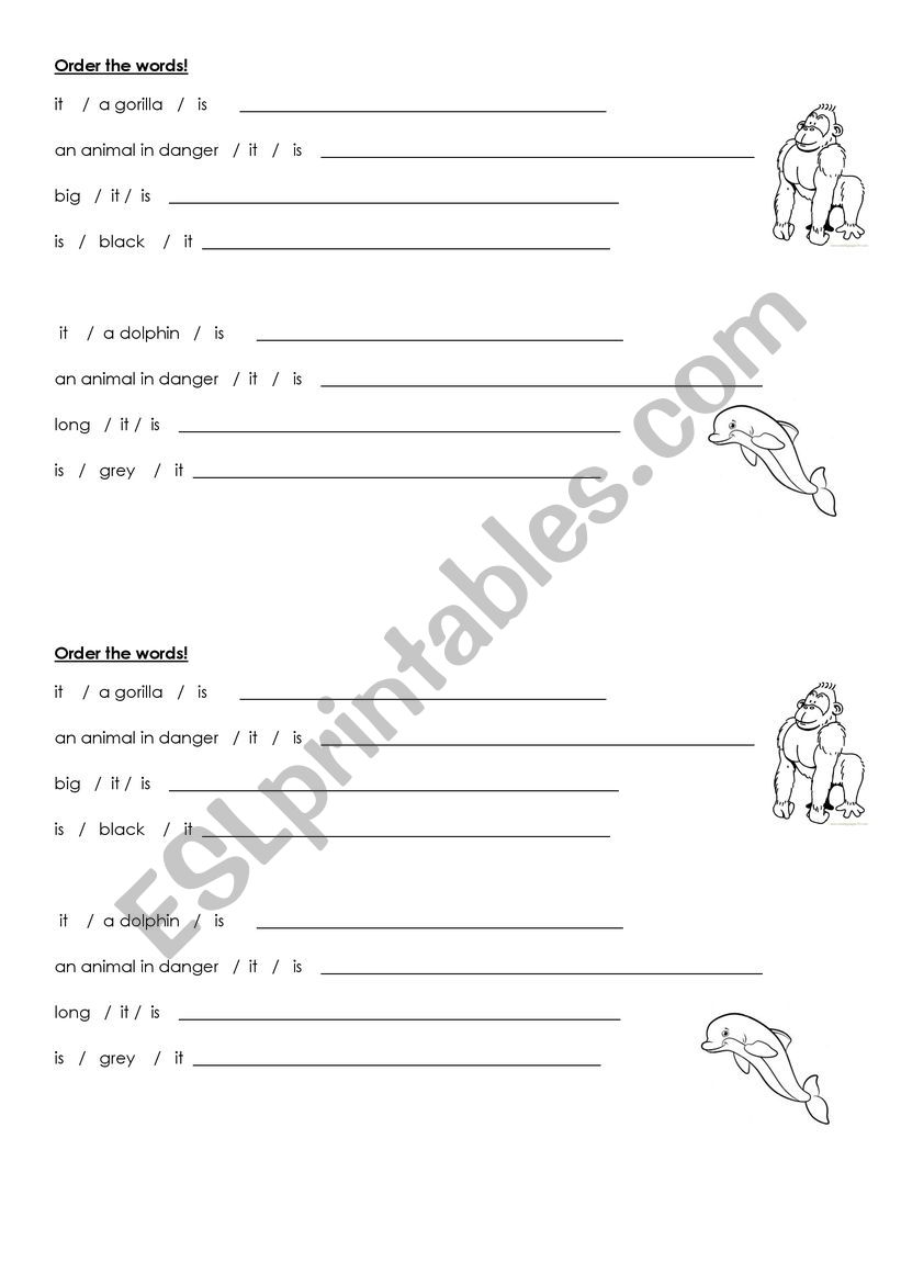 Guided Writing - Animals worksheet