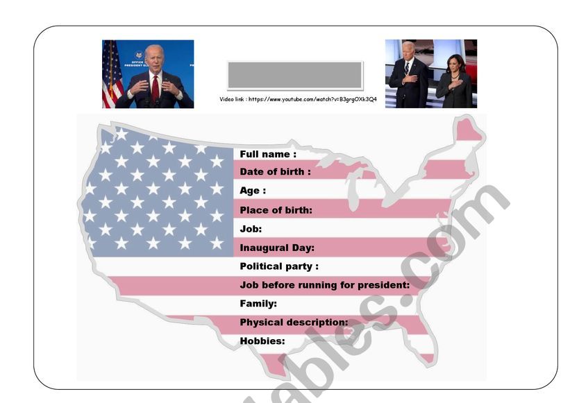 Joe Biden�s Biography worksheet