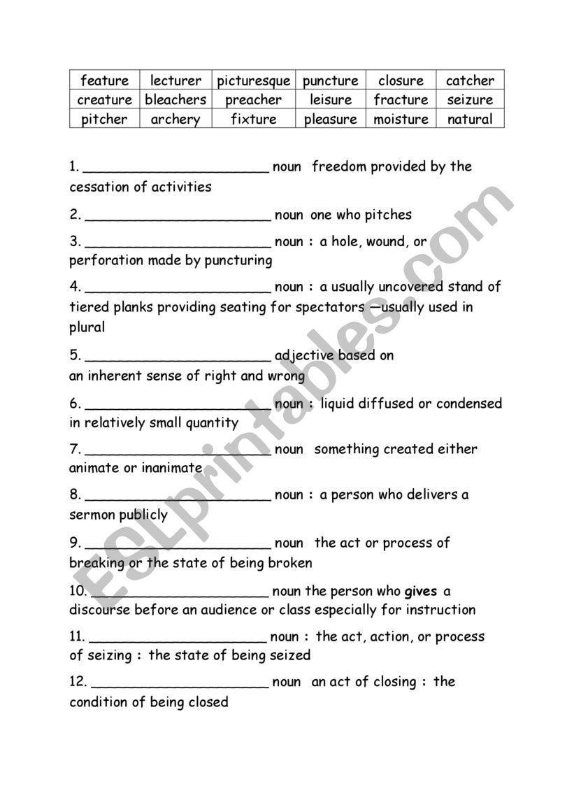 Spelling Words Definitions Grade 6 Week 10