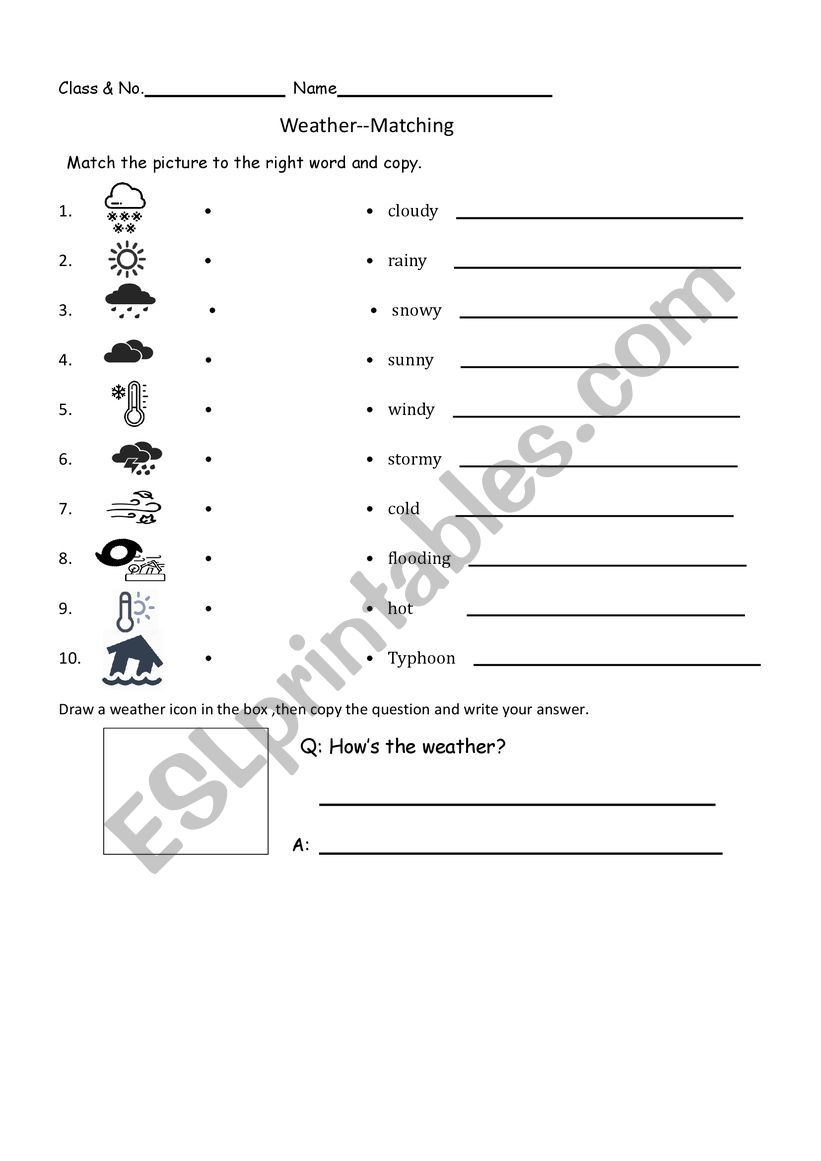 Weather Word-Matching worksheet