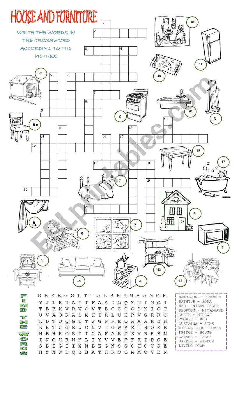 HOUSE AND FURNITURE worksheet