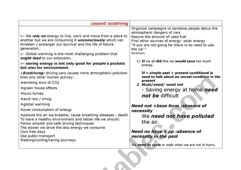 bac revision :unit4 lesson 5 worksheet