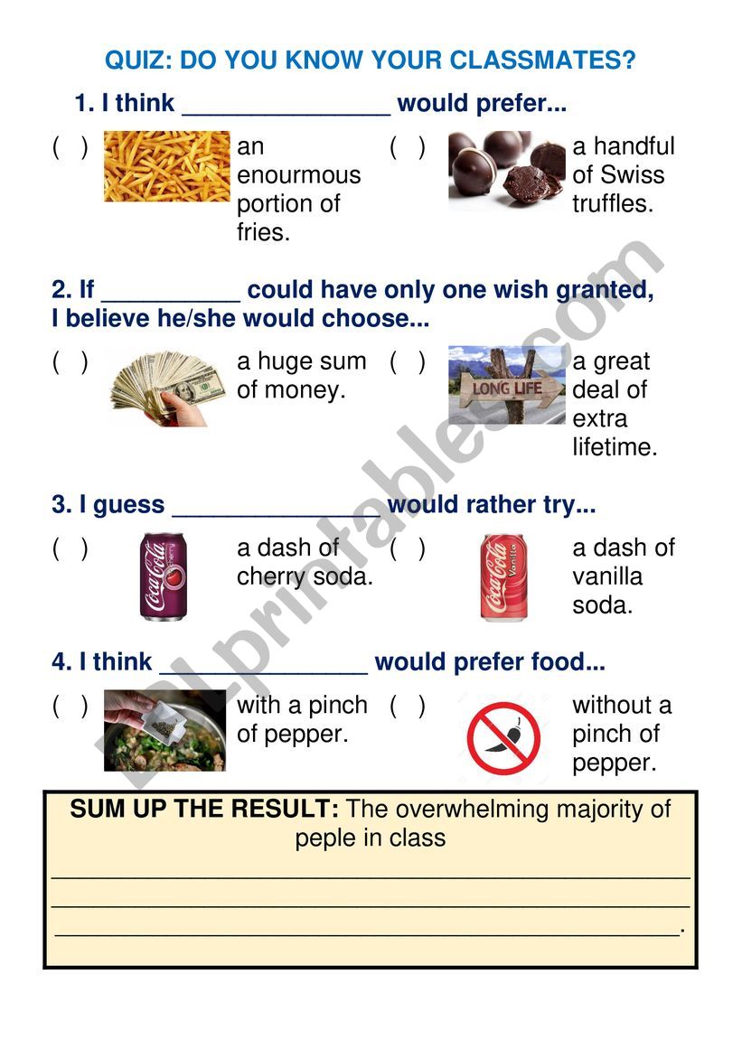 DESCRIBING QUANTITIES worksheet