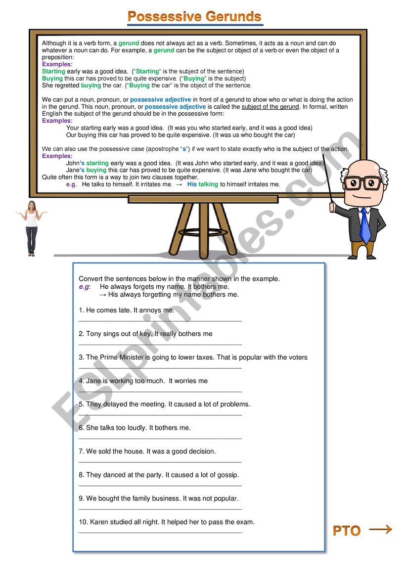 Possessive Gerund  worksheet