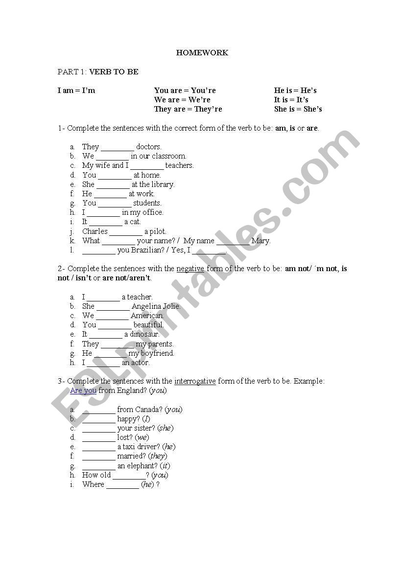 Verb to Be and Present Simple worksheet