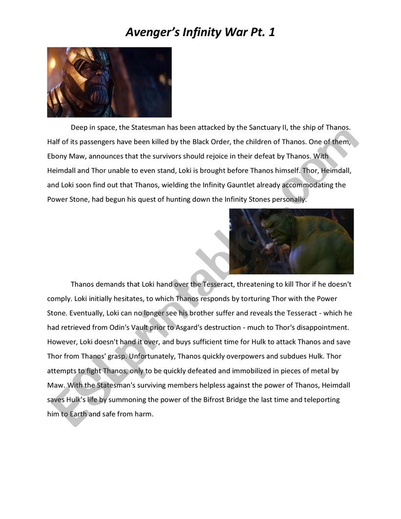 Avengers: Infinity War Summary and Lit QÃ¯Â¿Â½s