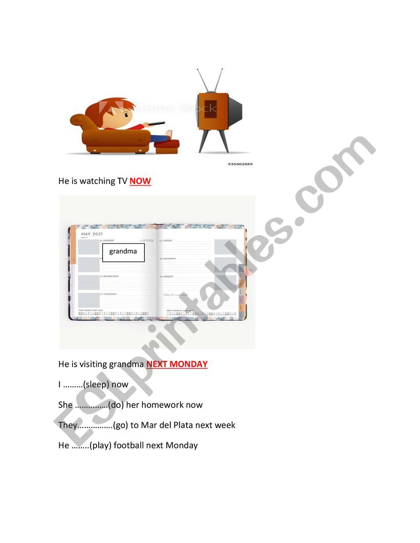 Future present continuous worksheet