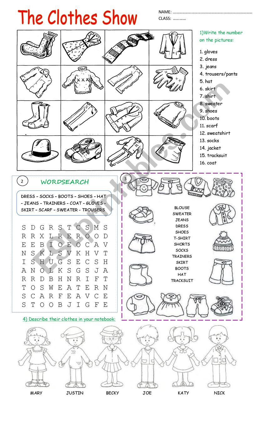CLOTHES worksheet