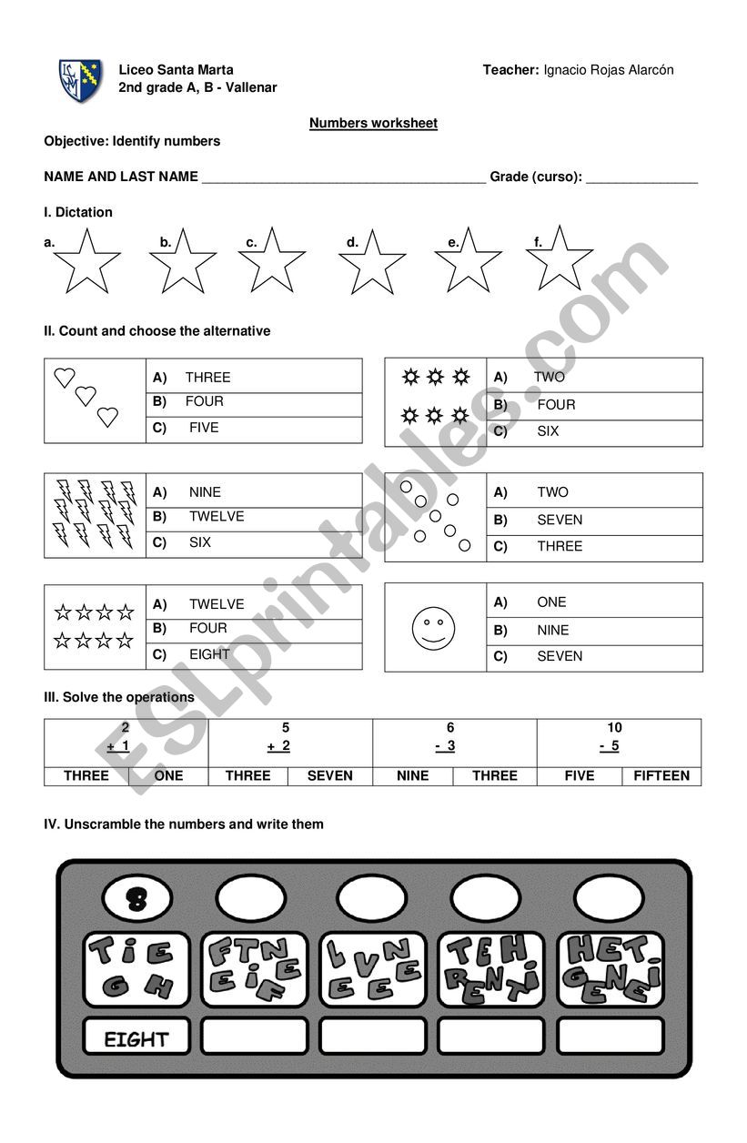 Numbers 1 20 worksheet