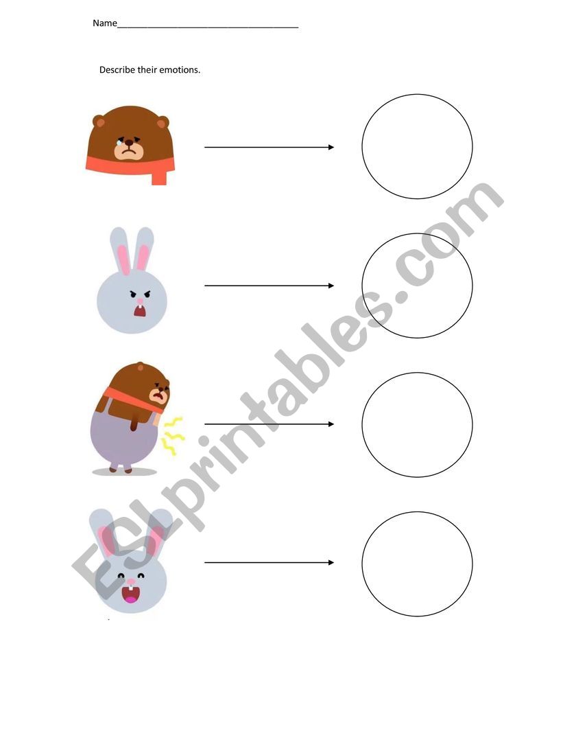 Describe their emotions worksheet