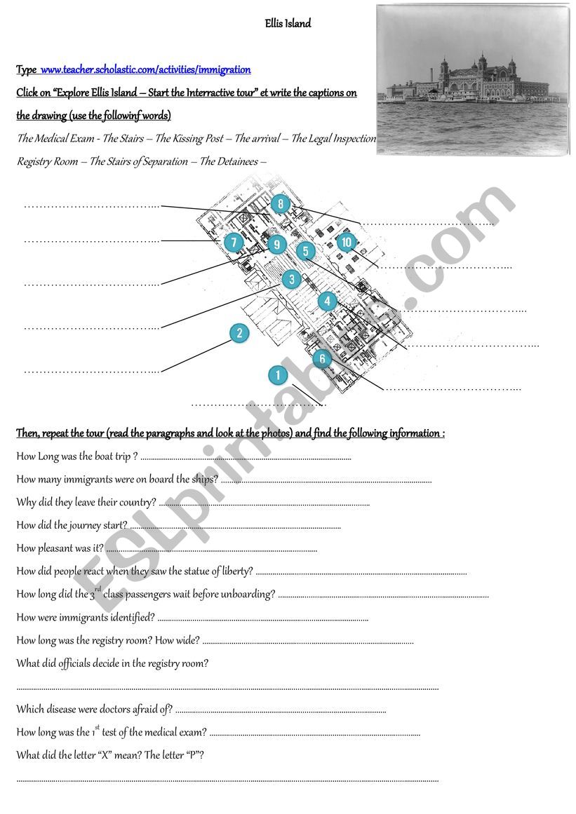 Ellis Island worksheet