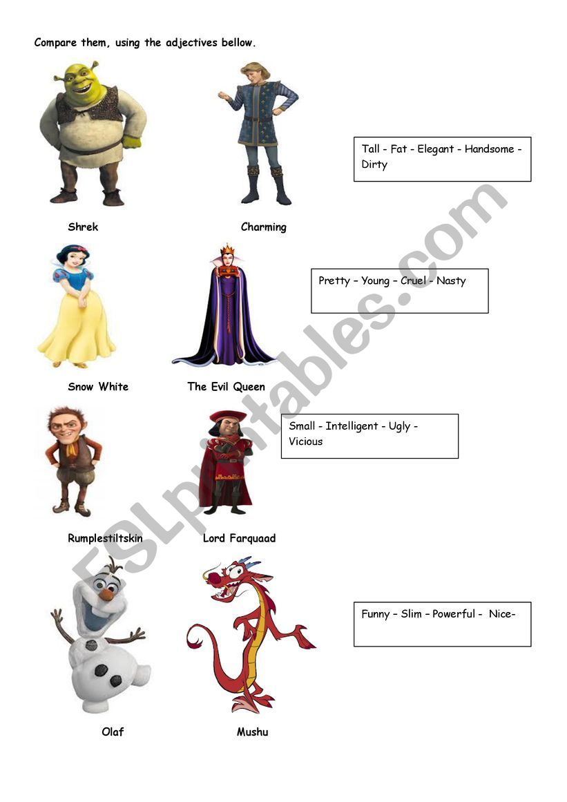 Compare the fairy tale characters