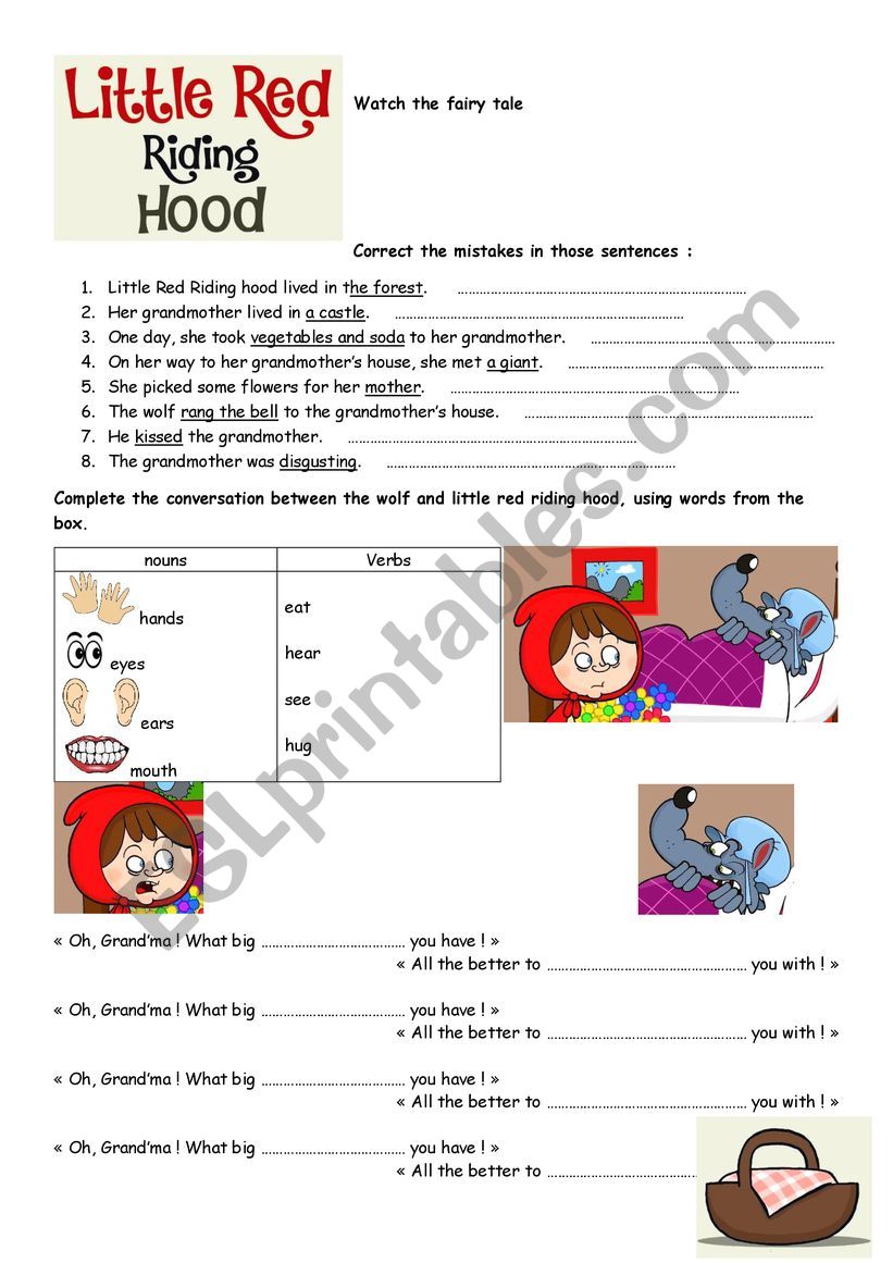 little red riding hood worksheet