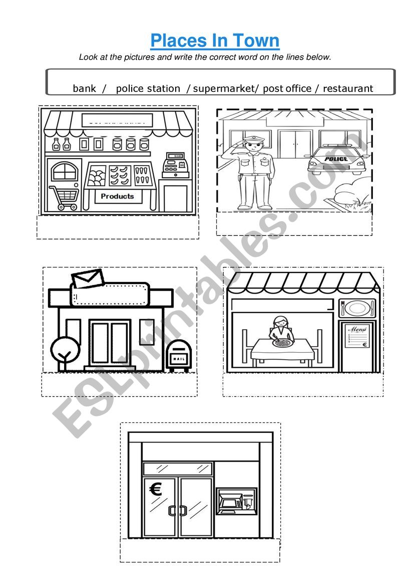 Places in town worksheet