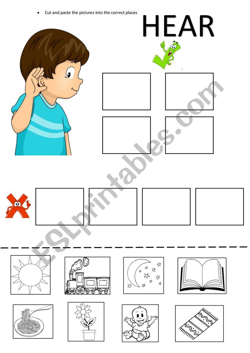 5 SENSES - HEAR worksheet