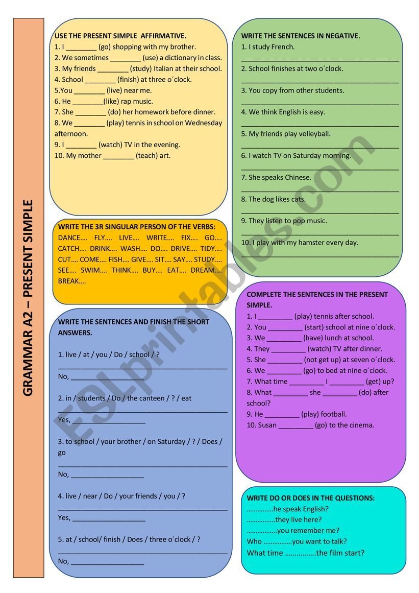 present simple worksheet