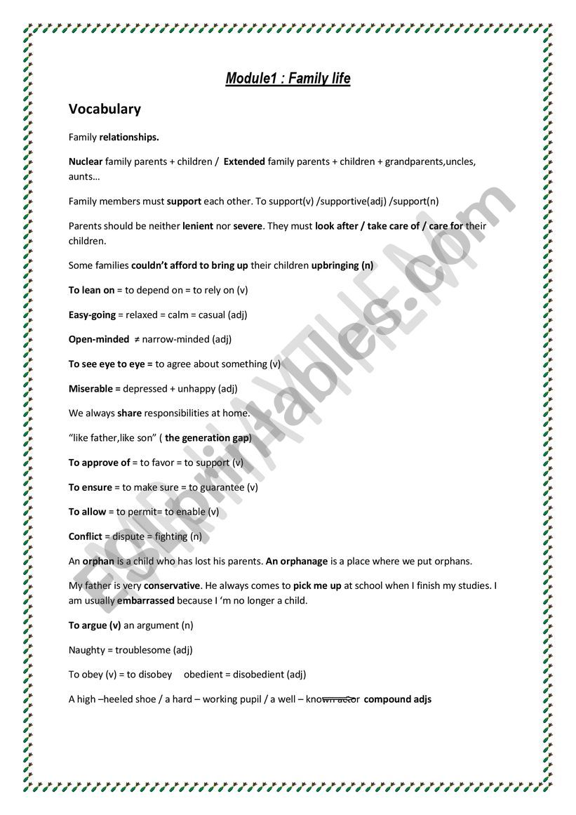 MODULE 1    9TH FORM worksheet