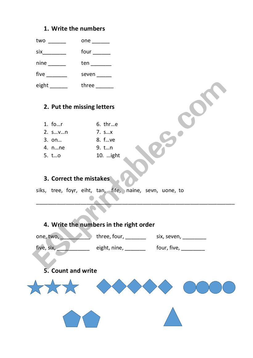 1-10 worksheet worksheet
