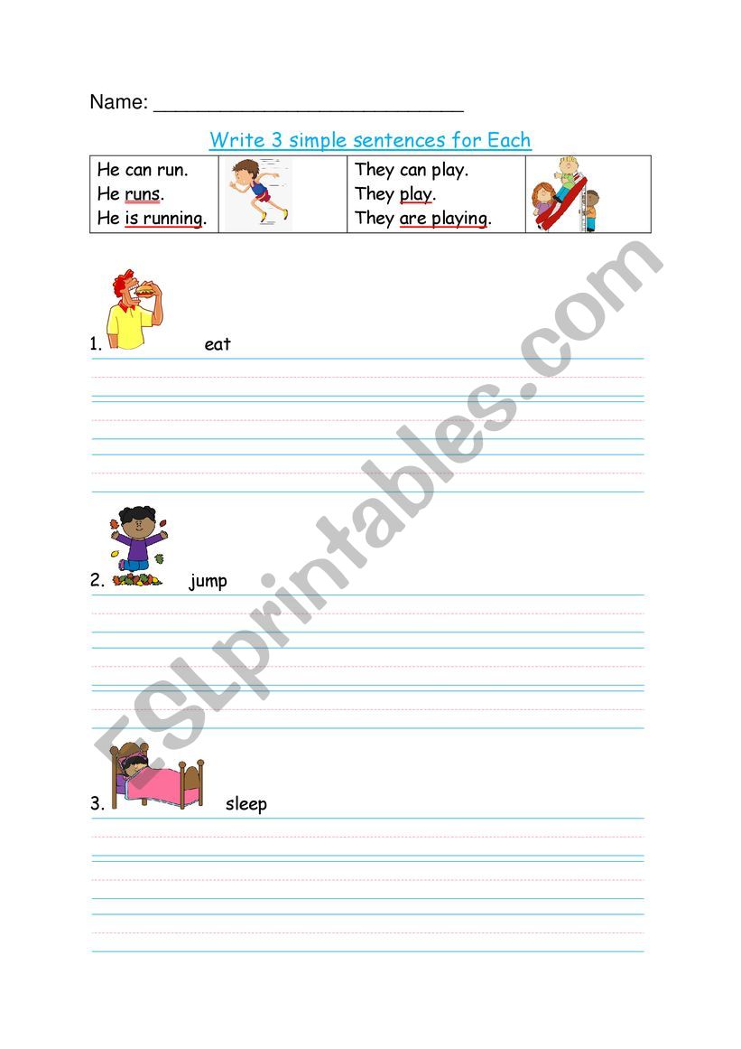 Writing ing Verb Sentences ESL Worksheet By CatDowning