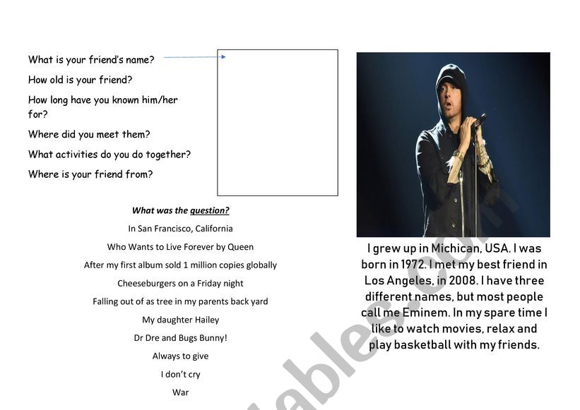 Eminem: A Q&A worksheet