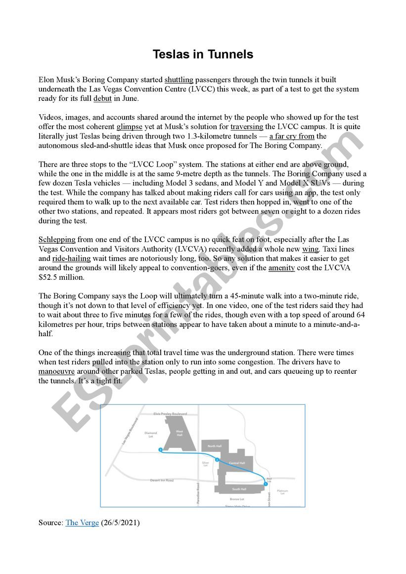 Teslas in Tunnels worksheet