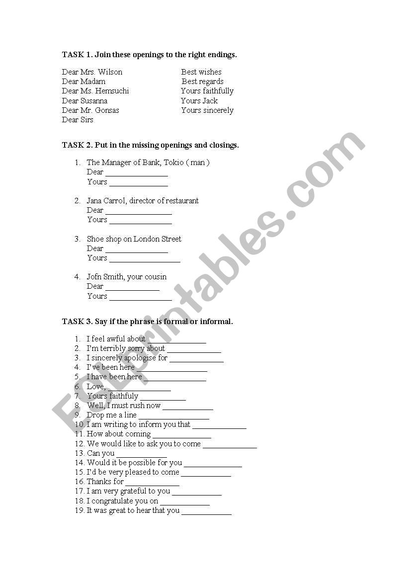 letters writing worksheet