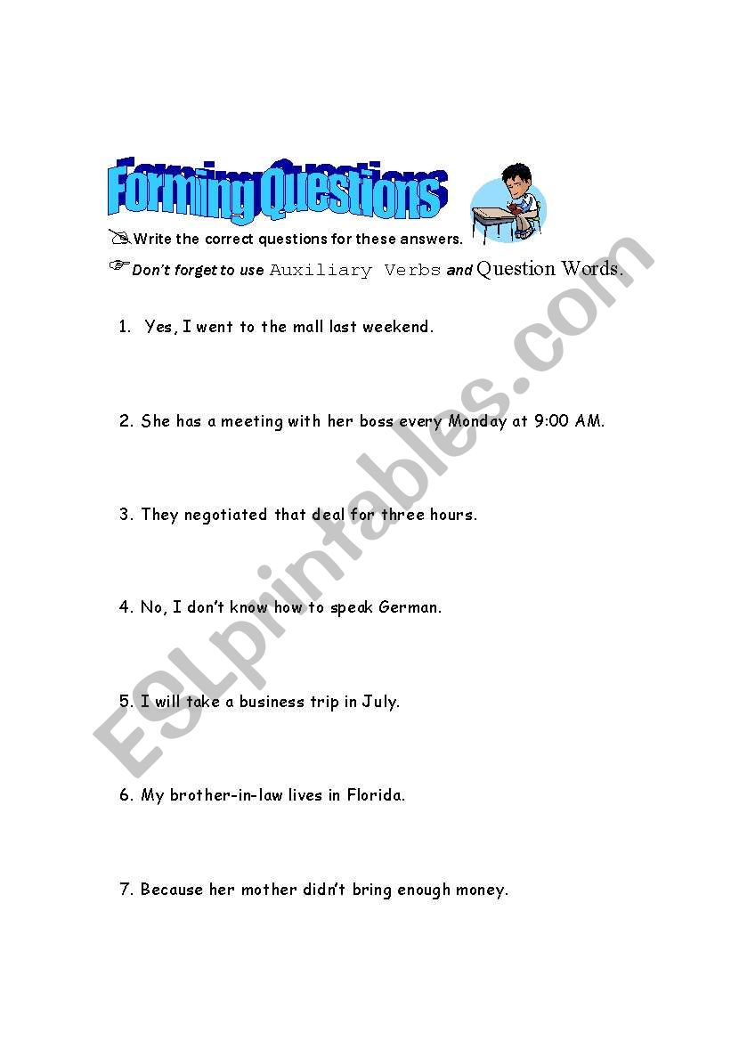 Forming Questions  worksheet