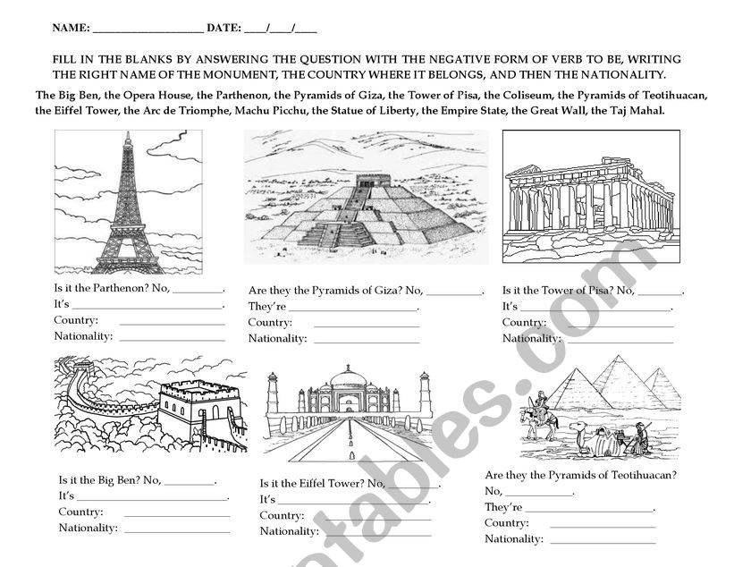 Countries and Nationalities worksheet