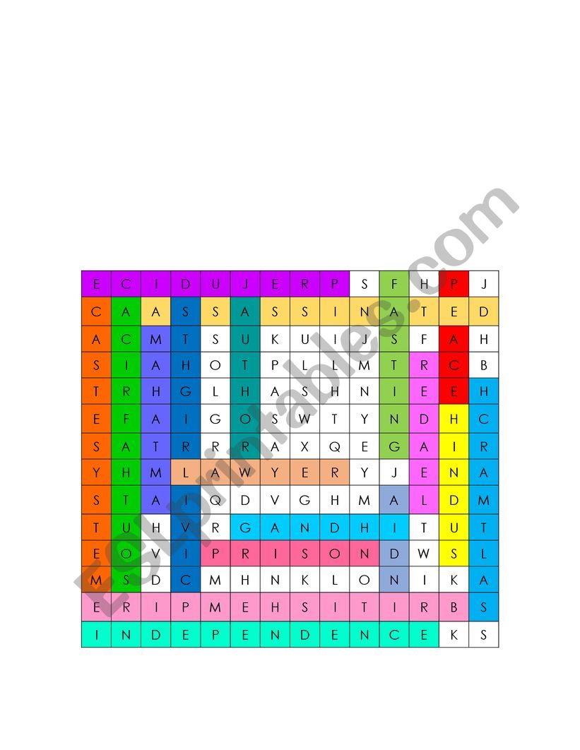 Mahatma Gandhi Wordsearch worksheet